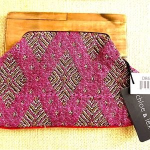 Chloe $ Lex Cloth Vintage Modern inspired Clutch Purse NWT Raspberry Beads